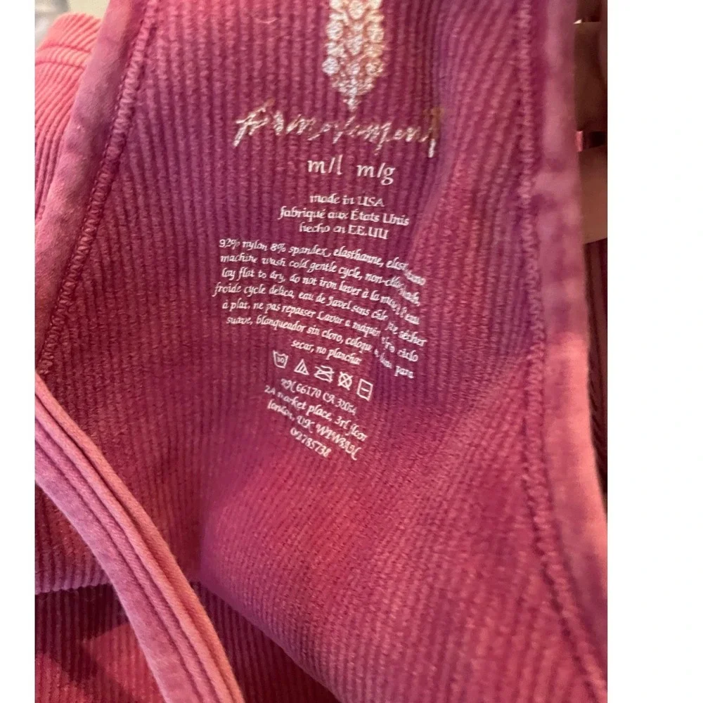 Free People Movement Happiness Runs Crop Tank Magenta Pink Ribbed Top M/L - Picture 4 of 4